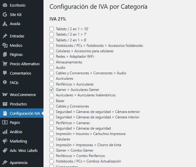 VAT by Product Argentina VAT – Plugin for WooCommerce
