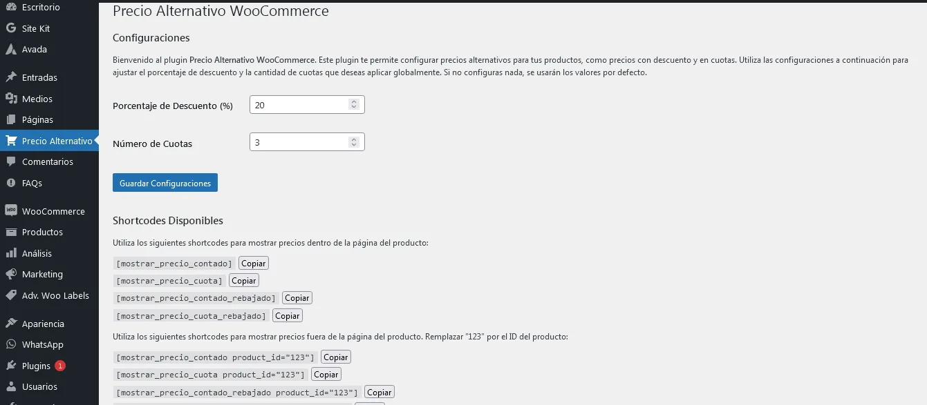 Precio Alternativo para WooCommerce